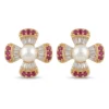 Floral Pearl & Crystal Stud Earrings