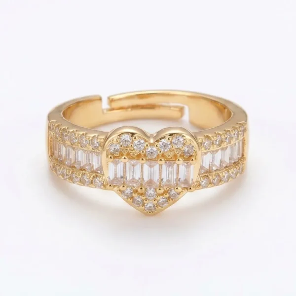 1 Karat Adjustable  Heart Pave Ring