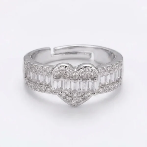 1 Karat Adjustable  Heart Pave Ring