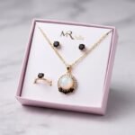 thumb Opal & Black Stone Necklace, Ring & Earrings