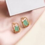 thumb Mint Green Square Stud Earrings
