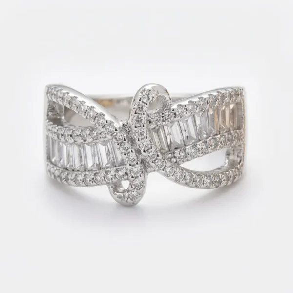 1 Karat Adjustable  Sparkle Crossover Ring