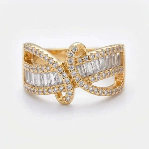 1 Karat Adjustable  Sparkle Crossover Ring