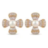 Floral Pearl & Crystal Stud Earrings