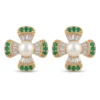 Floral Pearl & Crystal Stud Earrings