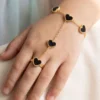 Black Heart Hand Chain Bracelet