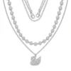 Crystal Swan Multi-Layer Necklace
