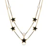 Elegant Black Disc & Pearl Layered Necklace