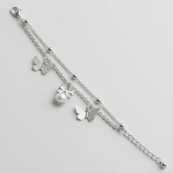 Butterfly & Pearl Hand Chain Bracelet