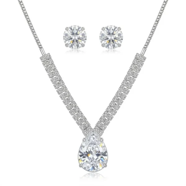 Elegant Teardrop Crystal Necklace Set
