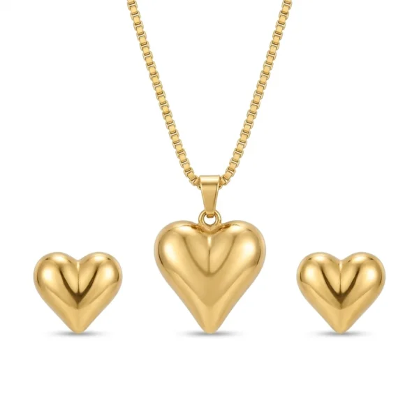 Heart Necklace & Stud Set