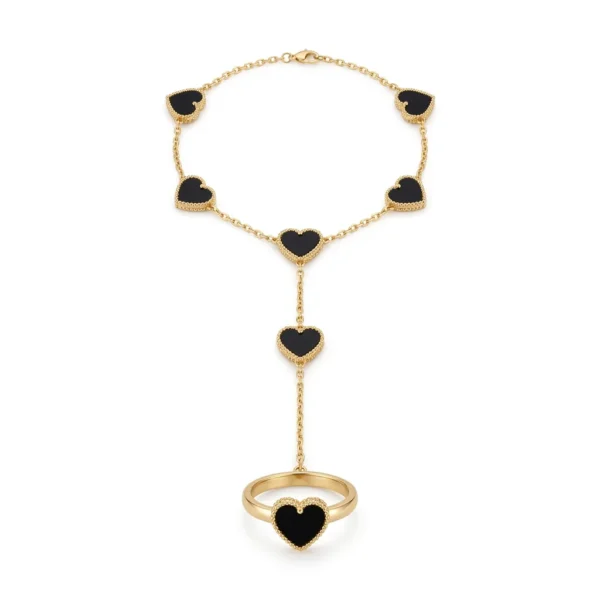 Black Heart Hand Chain Bracelet