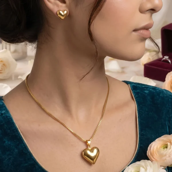 Heart Necklace & Stud Set
