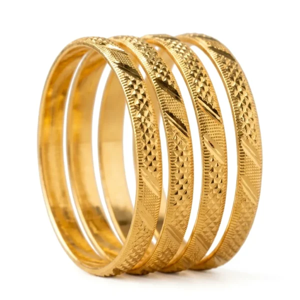 Traditional 1 Karat Gold Bangle Set (4 Pieces)