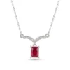 Sterling Silver Red Stone Pendant Necklace