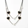Elegant Black Disc & Pearl Layered Necklace