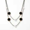 Elegant Black Disc & Pearl Layered Necklace
