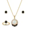 Opal & Black Stone Necklace, Ring & Earrings